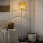 Farmhouse Floor Lamp With Rattan Wicker, Natural