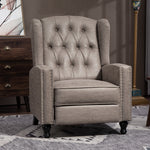 Marble Effect Reclining Armchair W/ Footrest | Brown