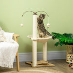 Cat Tree For Indoor Cats W/ Scratching Posts Hammock, Toy Ball - Beige