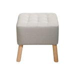 Linen Upholstered Footstool | Light Grey