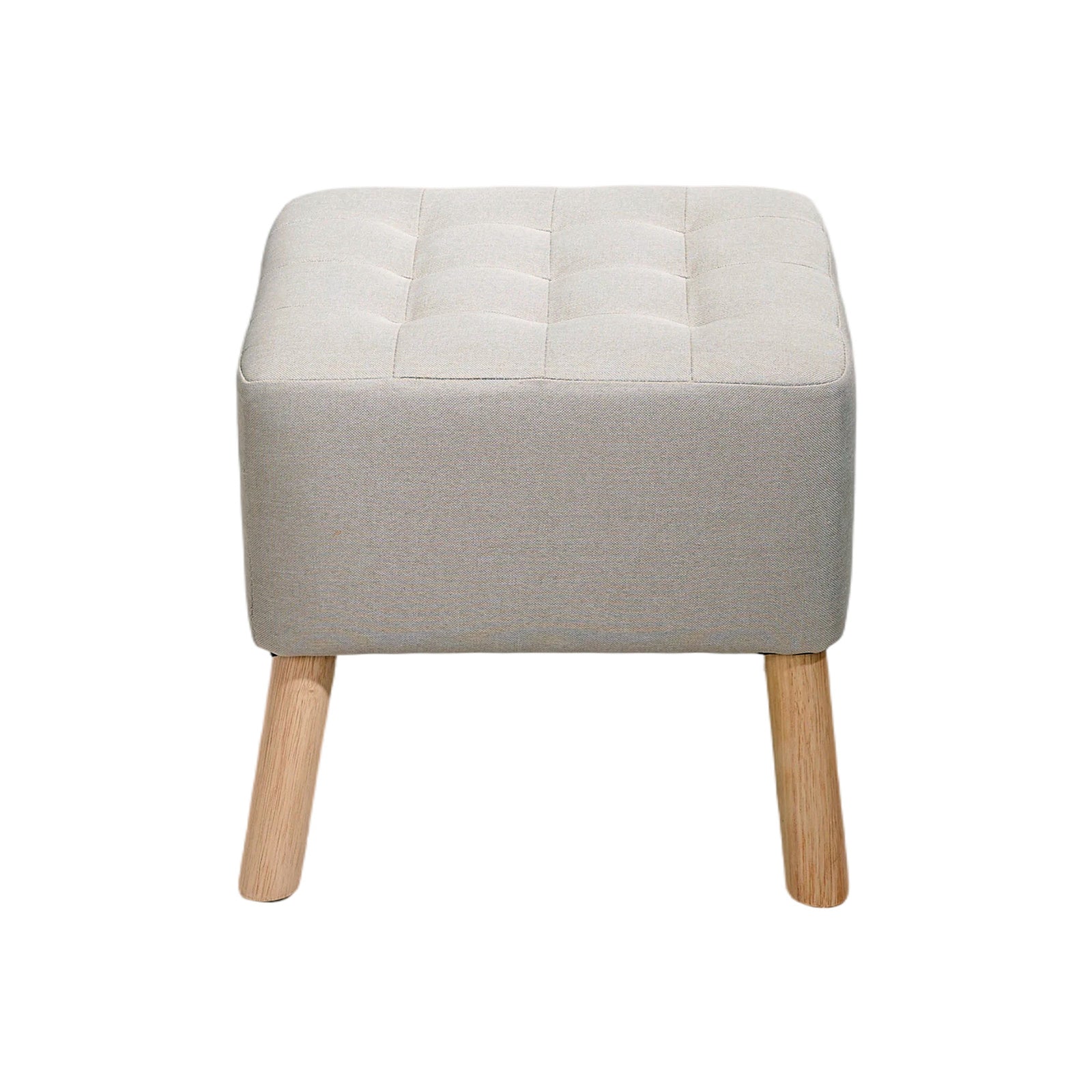 Linen Upholstered Footstool | Light Grey