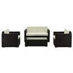 4 Pieces Rattan Sofa Set Chair Seat Furniture Patio Wicker | Black