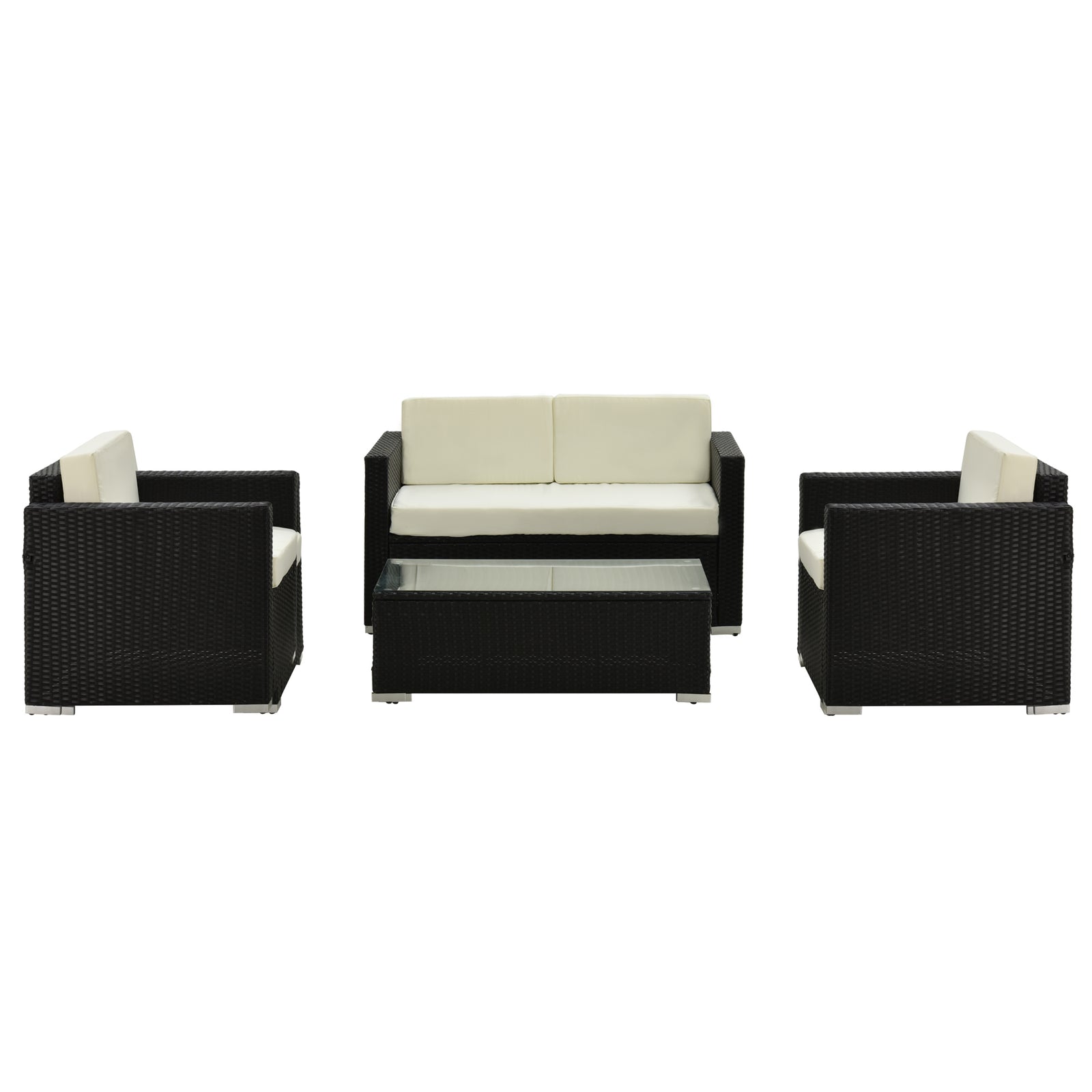 4 Pieces Rattan Sofa Set Chair Seat Furniture Patio Wicker | Black