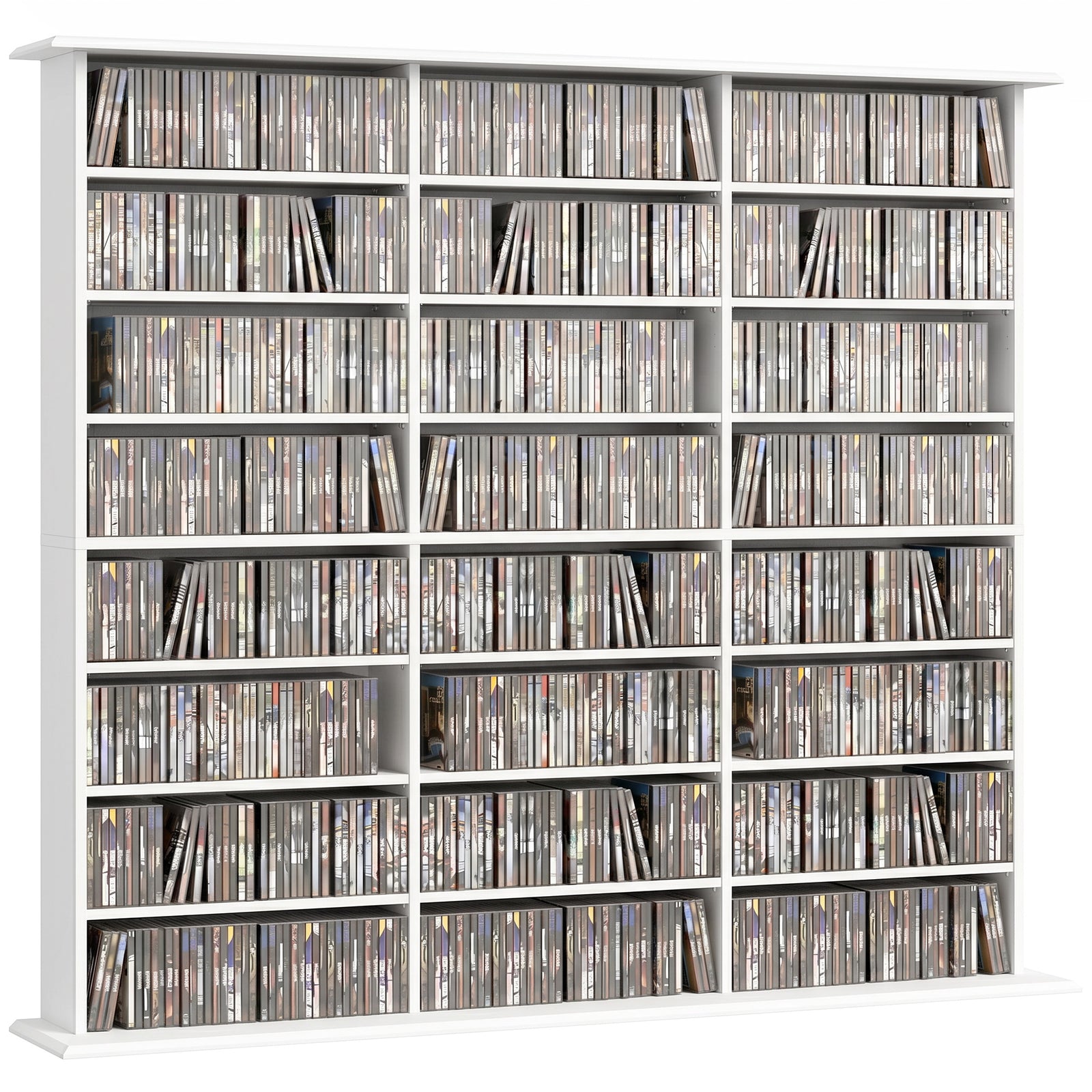 Dvd Storage Unit, Media Storage Shelf With 24 Compartments | White