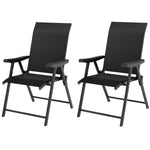 Folding Chair W/ Breathable Mesh Fabric Seat | Set of 2 | Black
