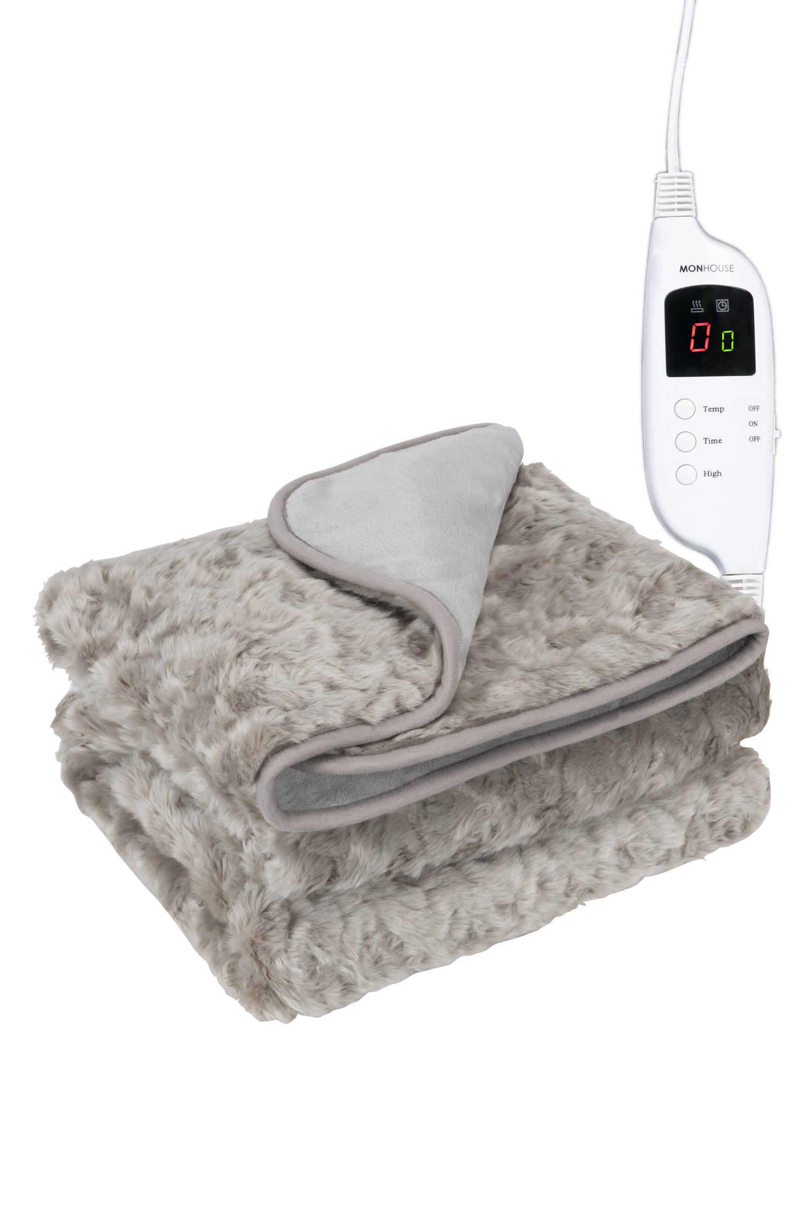 Heated Electric Throw 9h Timer 9 Heat Setting Fleece Blanket | Single | Light Brown