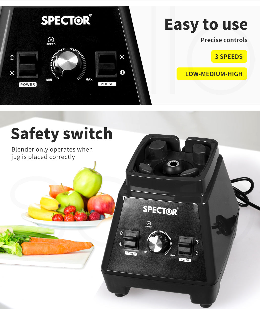 2l Commercial Blender Mixer Food Processor Juicer Smoothie Ice Crush | Black