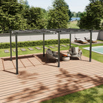 3m X 6m Aluminium Pergola With Retractable Roof,pu-coated Water-resistant Canopy,black Frame Patio Shelter For Garden, Backyard | Grey