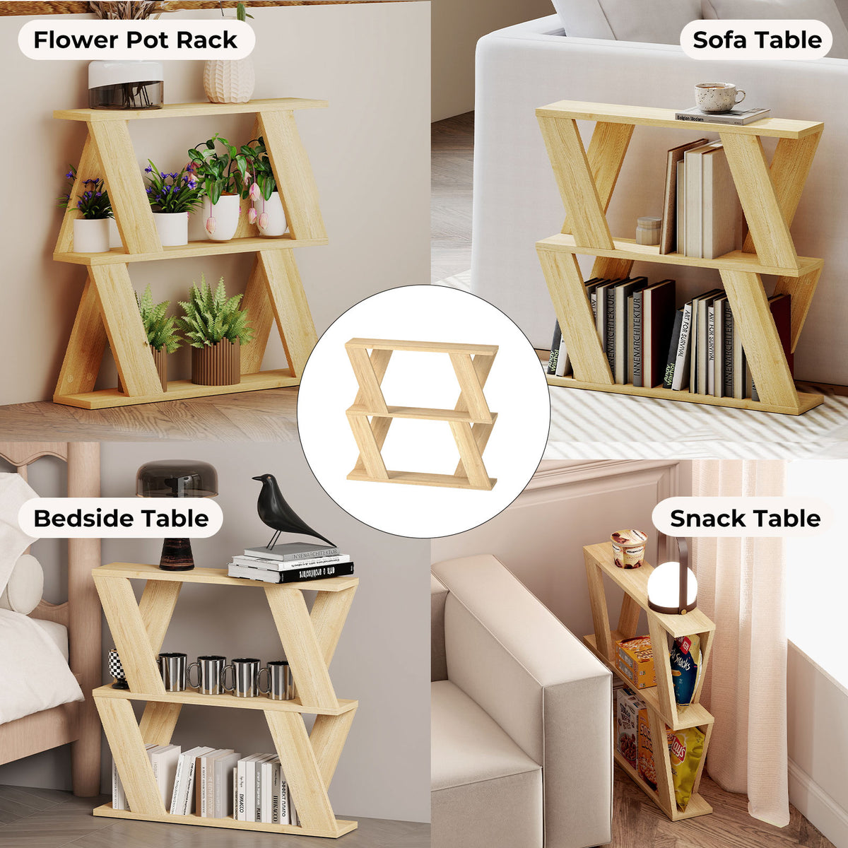Levede Slim Side Table With Storage Shelf Sofa End  Accent Table Wooden 2 Tier