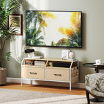 Tv Stand Cabinet With 2 Foldable Drawers | Natural