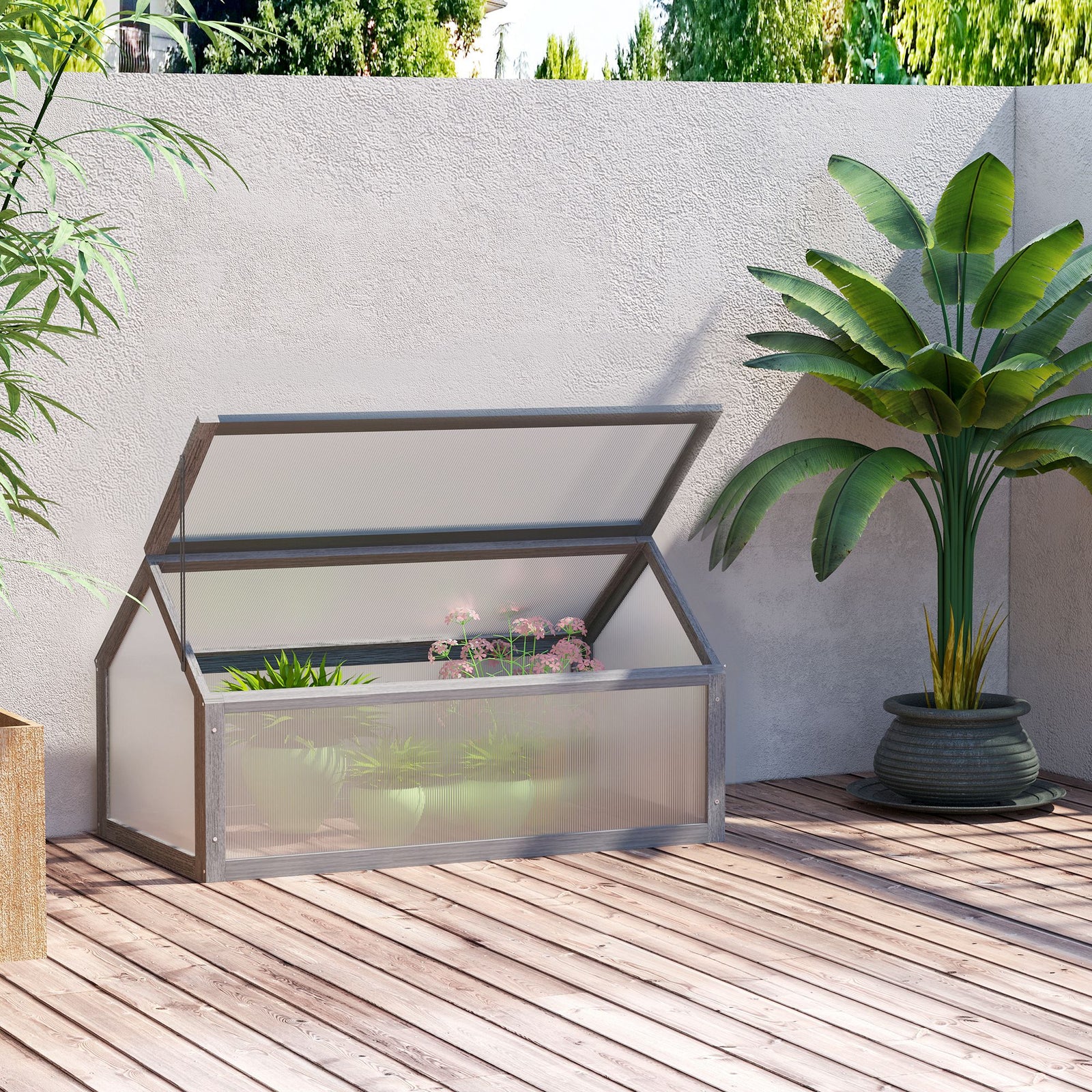 Wood Cold Frame Greenhouse For Plants | Gray