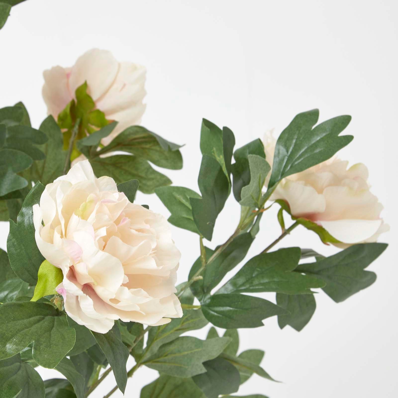 Artificial Peony Tree In Black Pot, 100 Cm Tall | 100cm | Orange