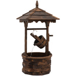 Wood Wishing Well Fountain With Pump, Garden Ornament