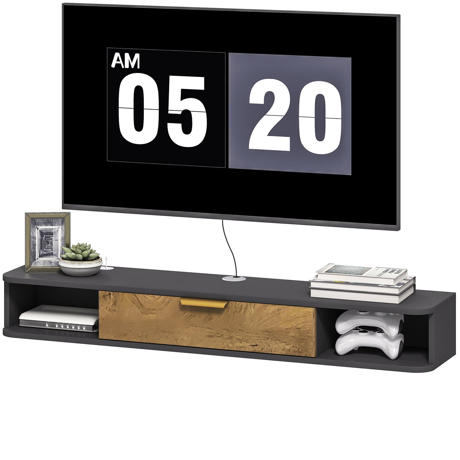HOMCOM 120 Cm Floating Tv Unit With Storage Entertainment Media Console Grey