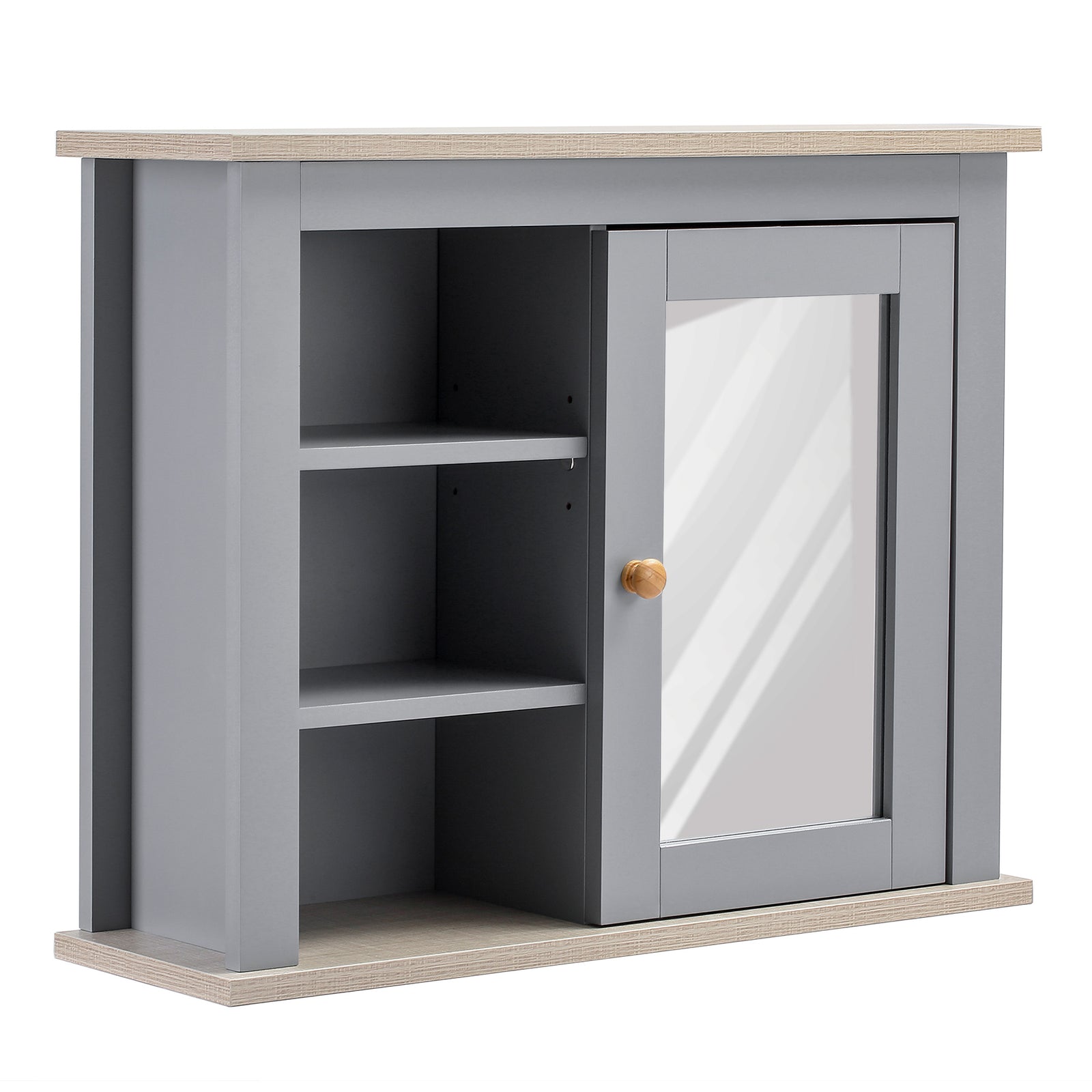 Bathroom Mirror Cabinet Storage Organizer With Open Shelves