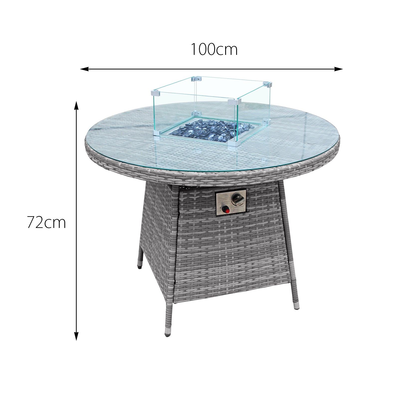 Windsor Rattan 4 Seat Firepit Dining Set | 4 Seat | Mixed Grey