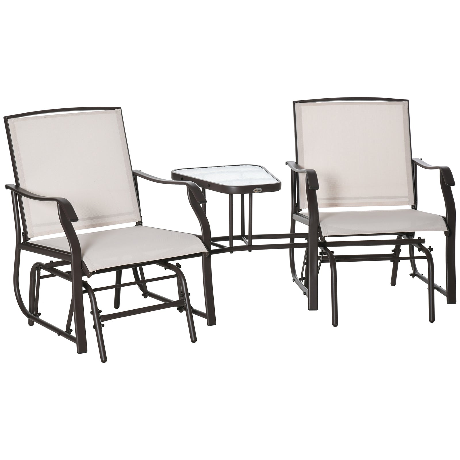 Double Glider Companion Rocking Garden Chairs Loveseat | Beige