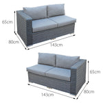 Buxton Rattan 9 Seat Rising Firepit Corner Set | Ocean Grey