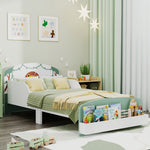 Toddler Bed, Lion-themed Kids Bed Frame With Storage | Green