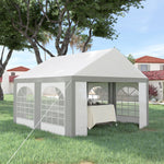 Party Tent, Marquee Gazebo With Sides, Windows And 2 Doors | Small | White