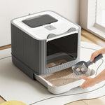 Fully Enclosed Drawer-style Cat Litter Box With Uv Sterilization Lamp