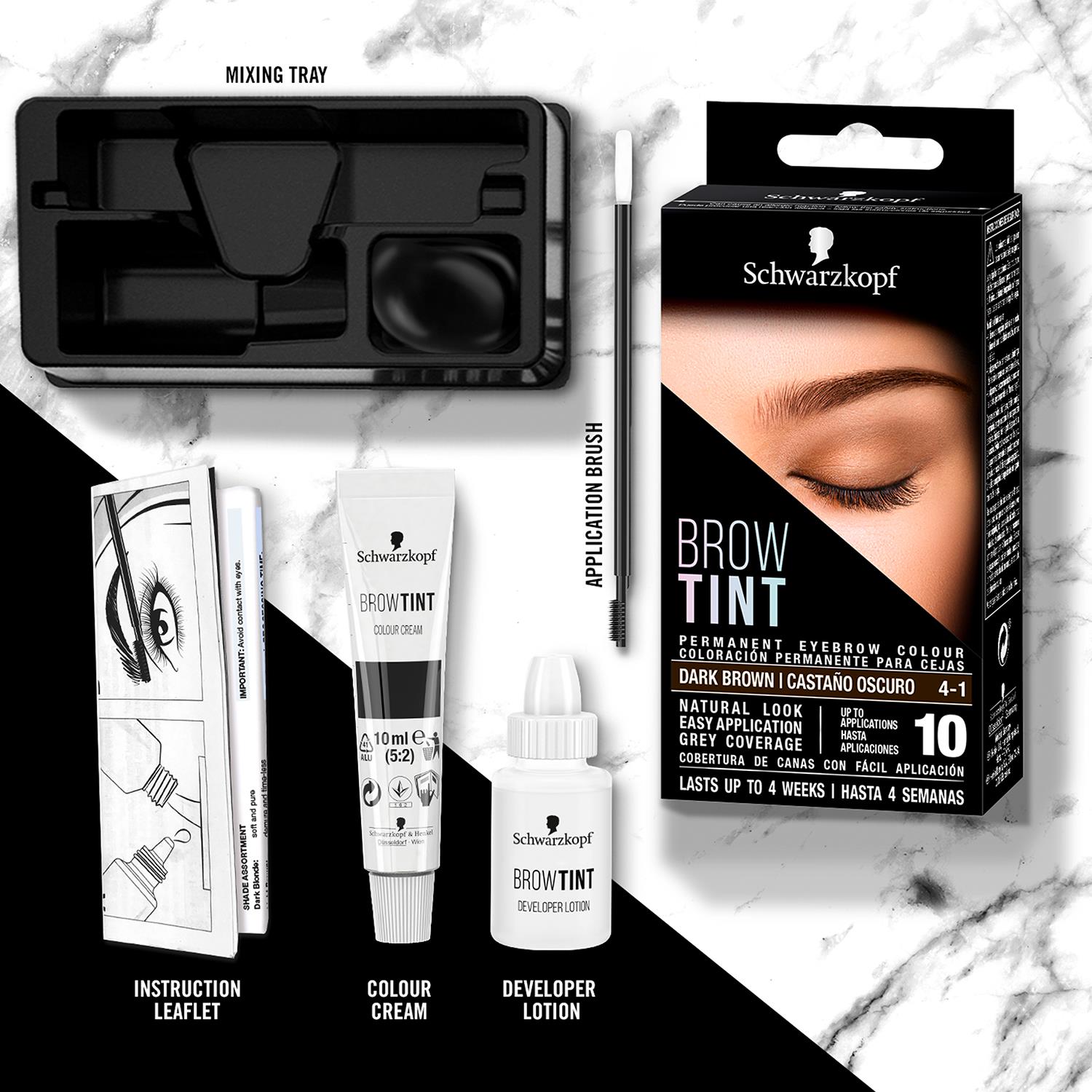Tint Professional Permanent Eyebrow Dye Tinting Kit Dark Brown 3pk
