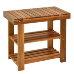 3-tier Shoe Rack Bench Acacia Wood Shoe Storage Organizer