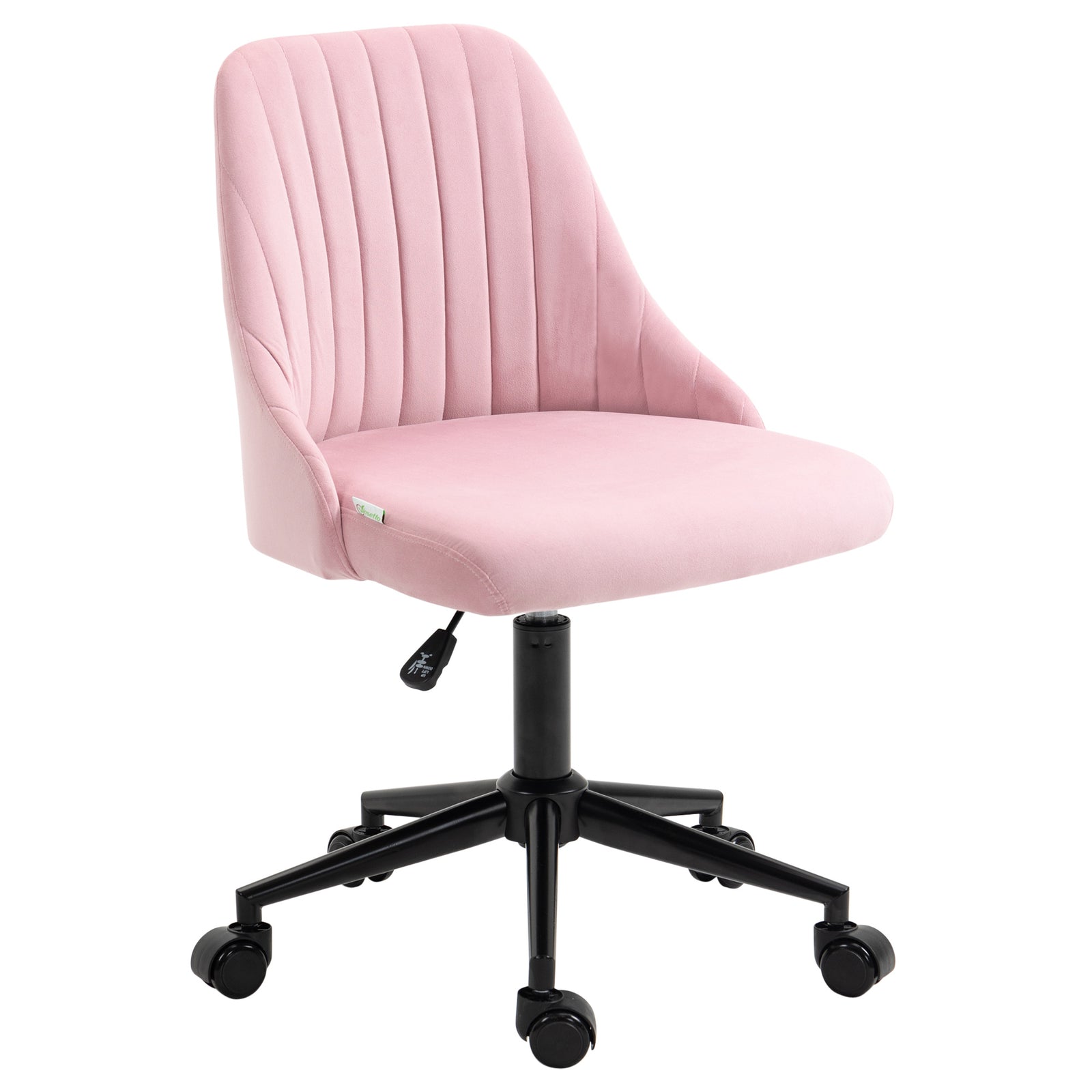 Velvet Office Chair With Adjustable Height And Wheels, Pink
