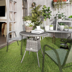 70cm Outdoor Rattan Dining Table W/ Wood-composite Top