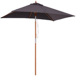 2x1.5m Wooden Patio Umbrella Parasol | Dark Gray