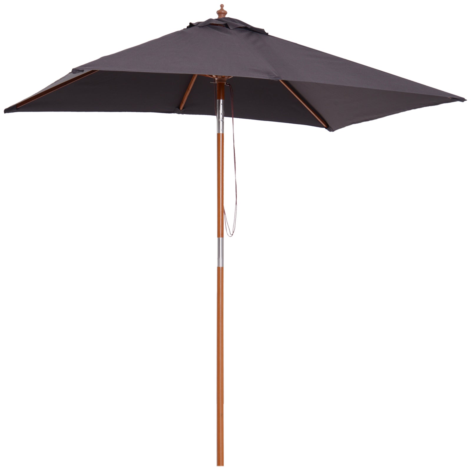 2x1.5m Wooden Patio Umbrella Parasol | Dark Gray