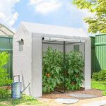 Outsunny Walk-in Greenhouse, Green House With Mesh Windows, White