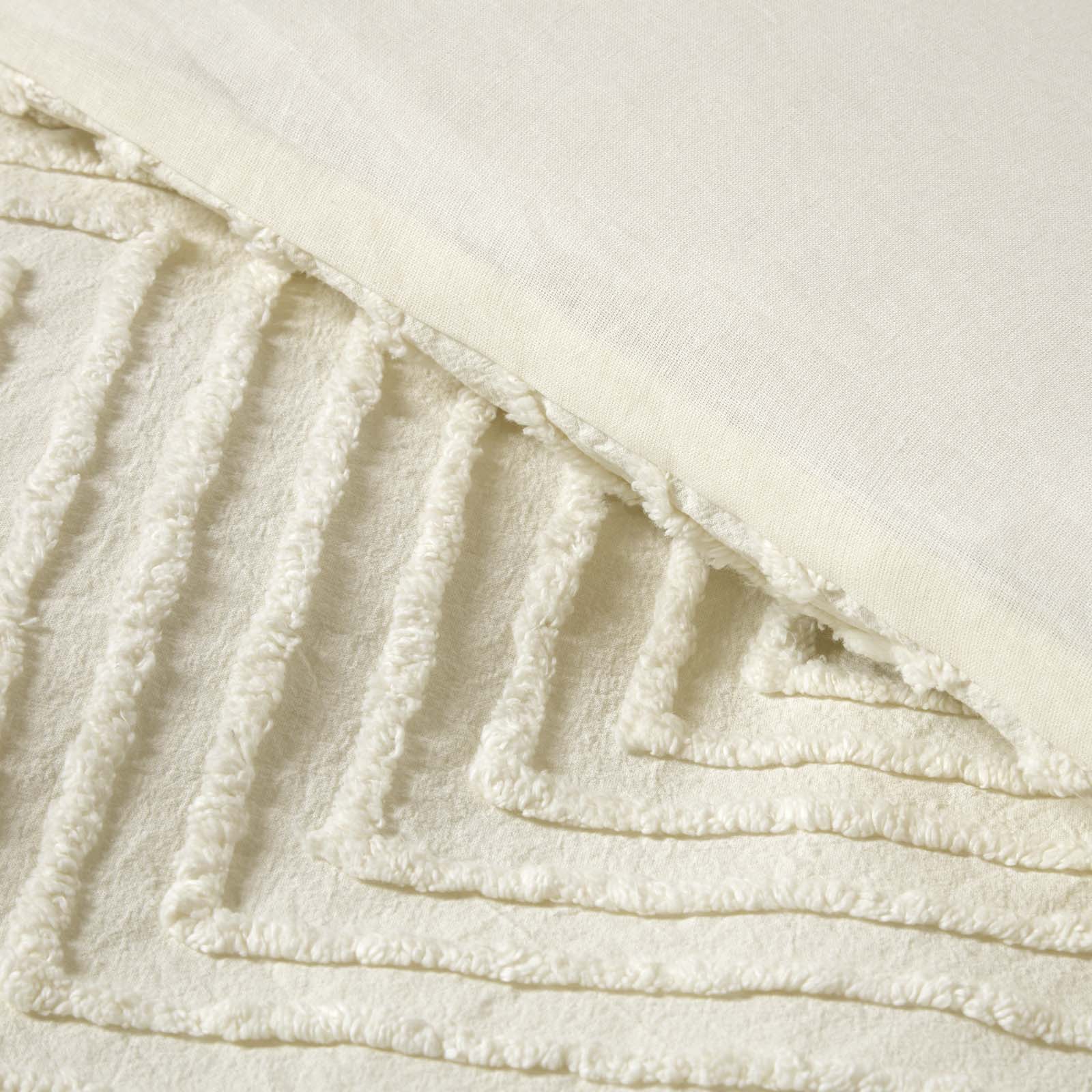 Chevron Cotton Tufted Duvet Cover Set | Single | Off White