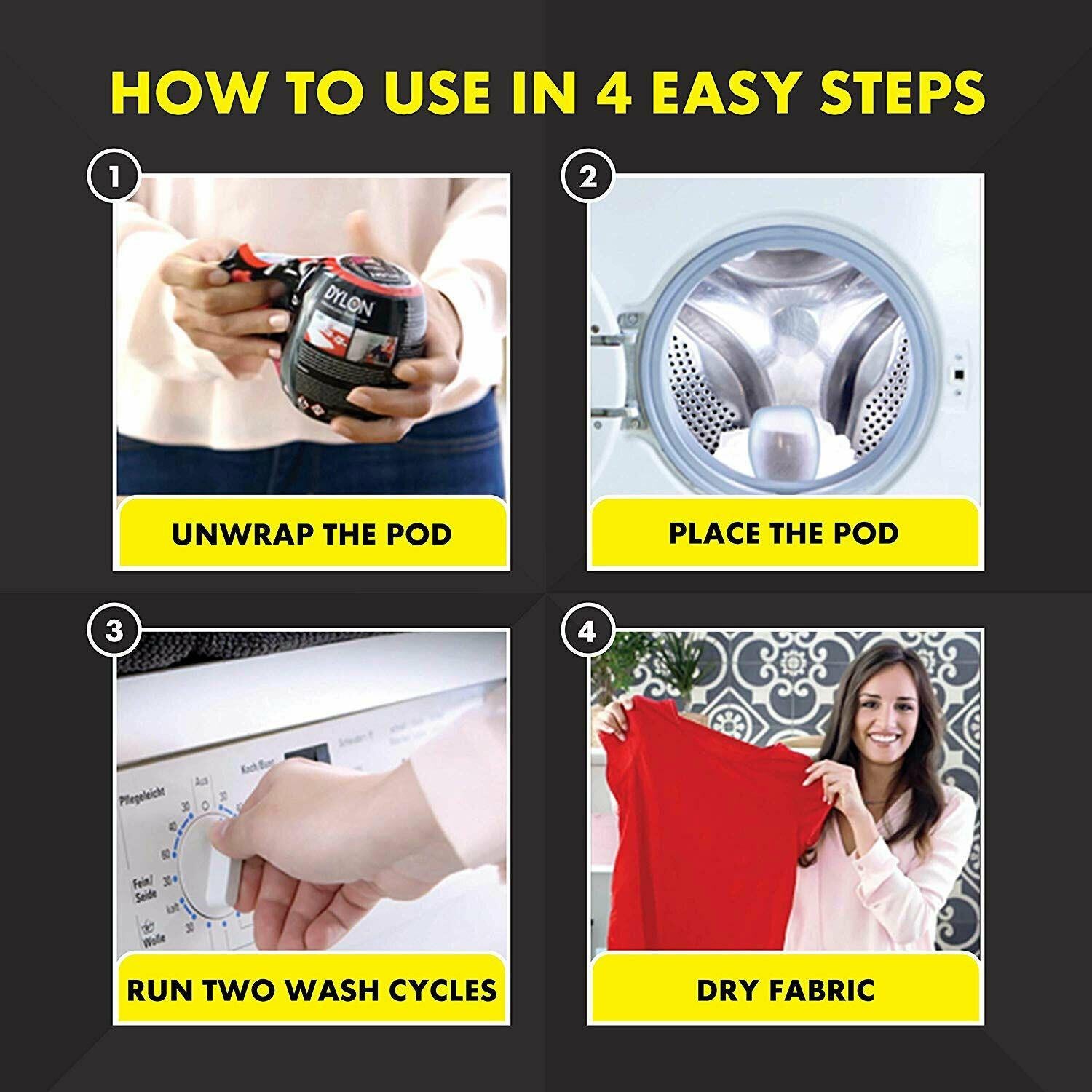 DYLON Washing Machine Fabric Dye Pod 350g For Clothes, 2pk