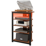 HOMCOM Tv Stand With Lights, 4-tier Storage Shelves For Tvs Up To 29"