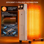 Oil-filled Electric Radiator 2500w, Adjustable Thermostat, 3 Settings | White