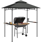 8' X 5' Grill Gazebo, Double Tiered Outdoor Bbq Shelter | Dark Gray