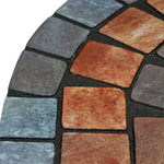 Elegant Tile Effect Halfmoon Doormat | Blue