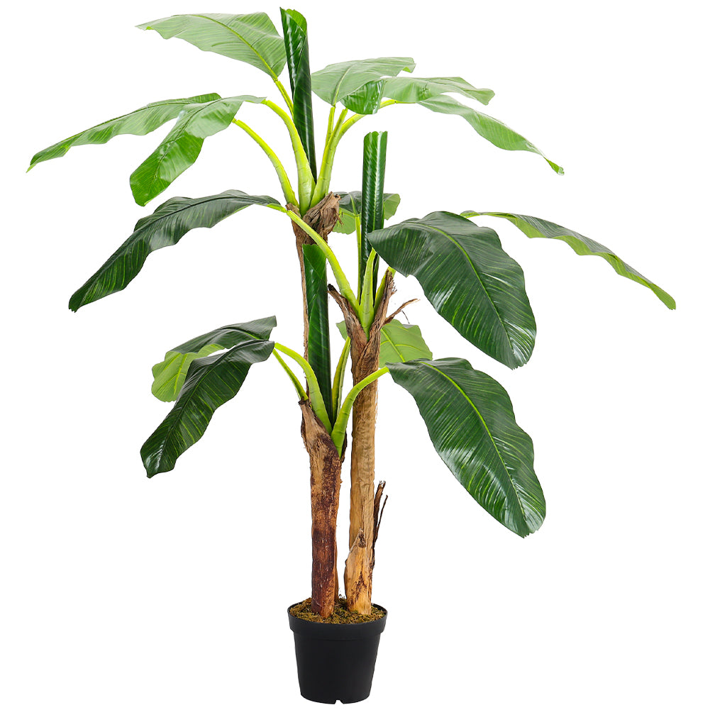 180cm H Banana Artificial Tree 3 Trunk In Black Planter