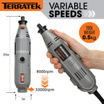 Rotary Tool Kit 135w & Accessory Set Variable Speed 8000-33000rpm Ideal For Diy Woodwork & Hobby Craft Dremel Compatible | 234 Piece Kit + Case | Grey