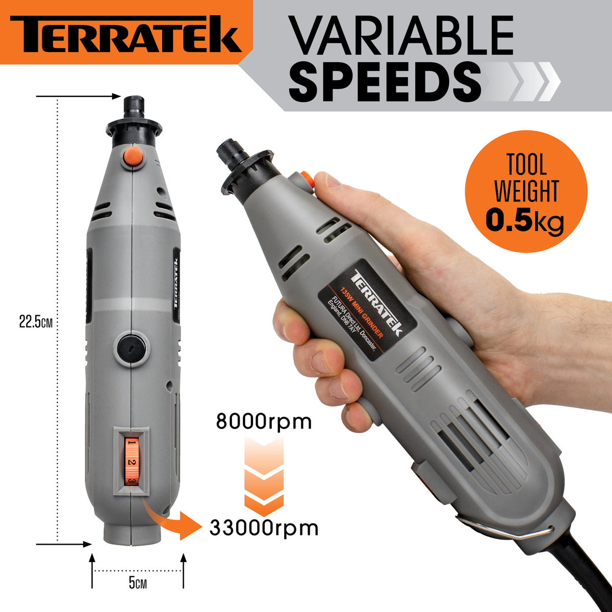 Rotary Tool Kit 135w & Accessory Set Variable Speed 8000-33000rpm Ideal For Diy Woodwork & Hobby Craft Dremel Compatible | 234 Piece Kit + Case | Grey