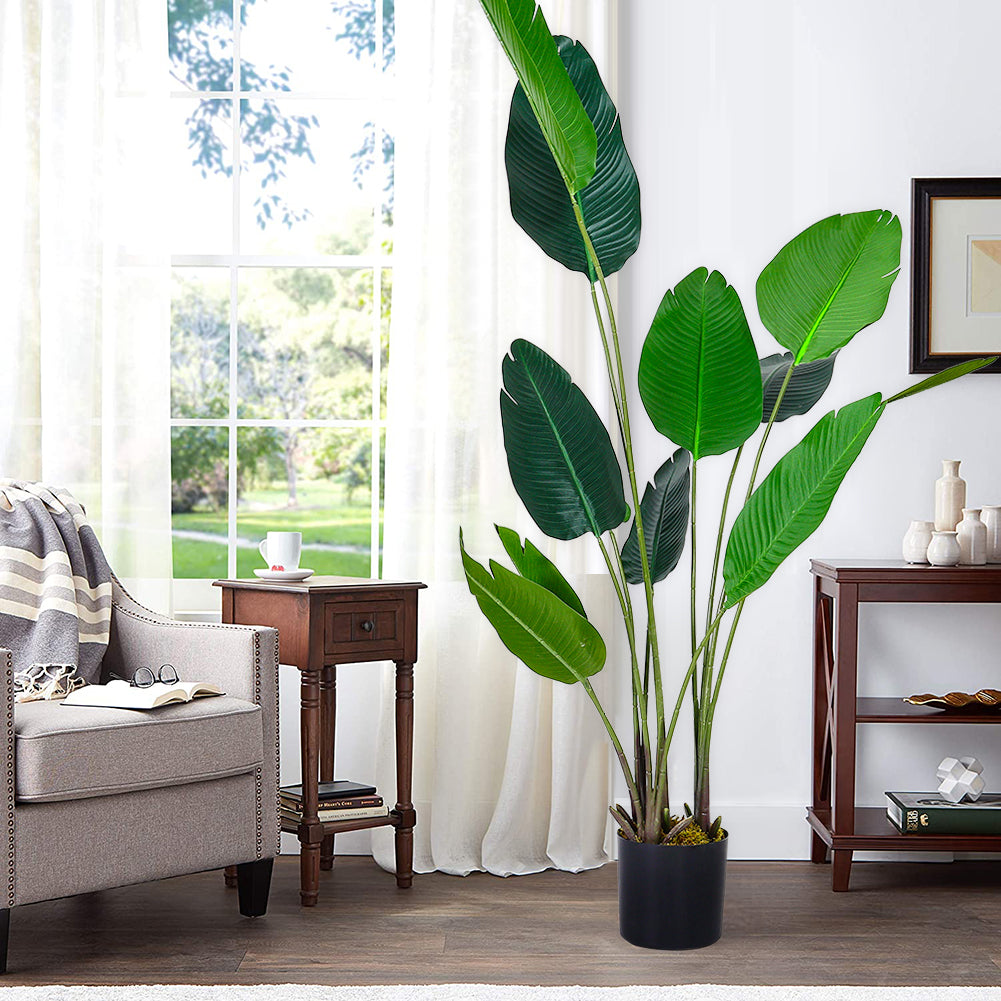 160cm/180cm Tall Artificial Banana Leaf Tree Faux Large Plants In Pot | Large