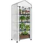 Outsunny Portable 4-tier Mini Greenhouse Plant Grow House Shed W/ Cover