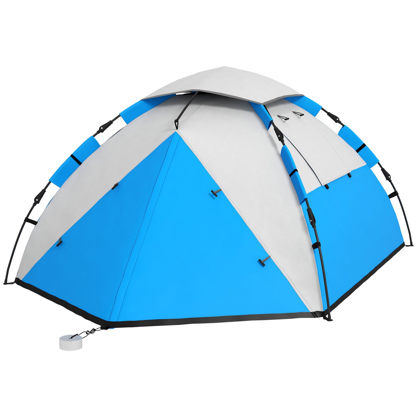 3-4 Man Camping Tent Portable With Bag, Quick Setup | Light Blue
