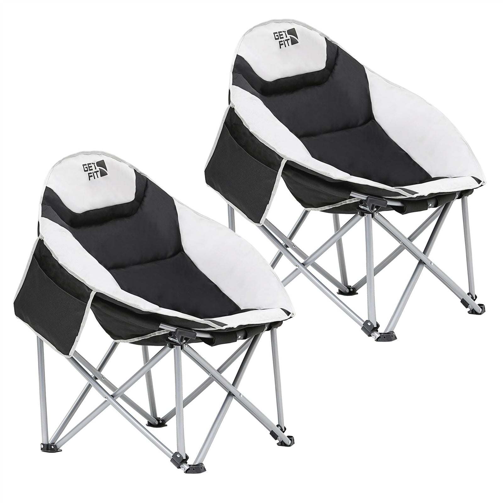 Moon Camping Chair - Portable Outdoor Premium Folding Chair For Adults With Magazine Pocket, Cup Holder & Carry Bag - Heavy Duty Foldable Chair | Set-of-2