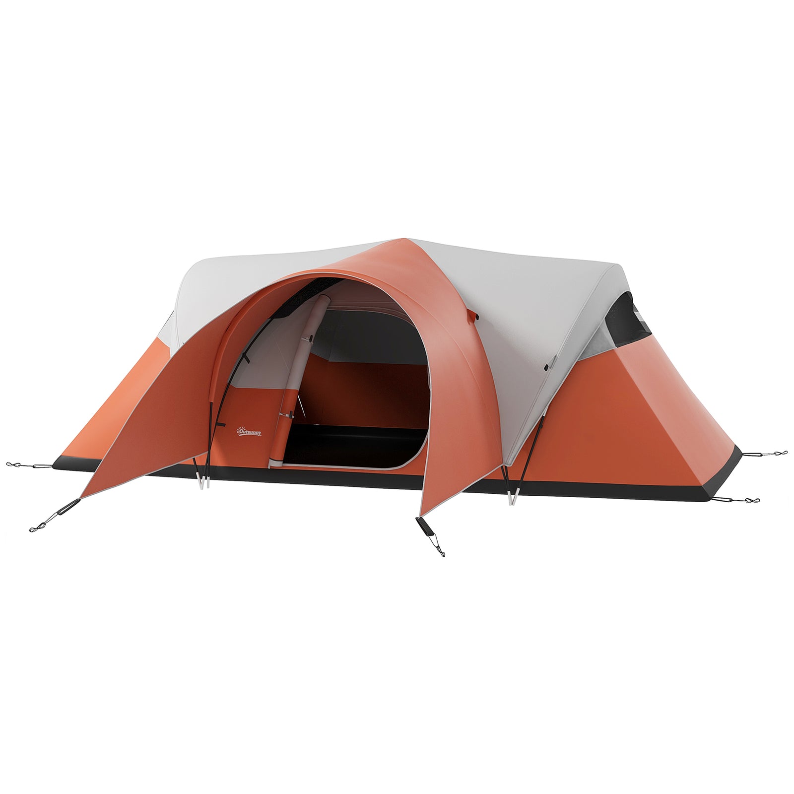 3000mm Waterproof Camping Tent W/ Porch Sewn In Groundsheet | Orange