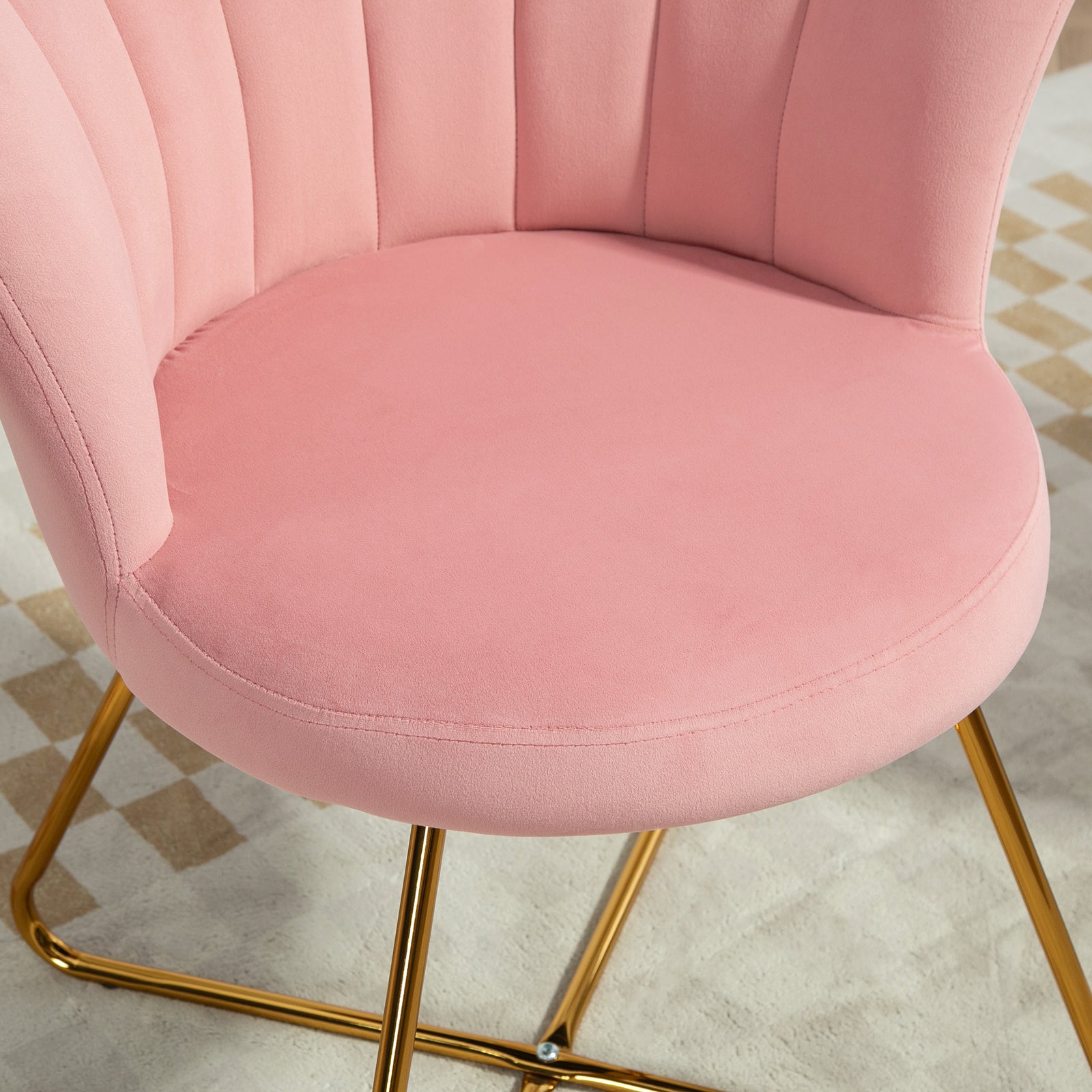 Accent Chair, Velvet Armchair With Lotus Backrest | One Size | Pink