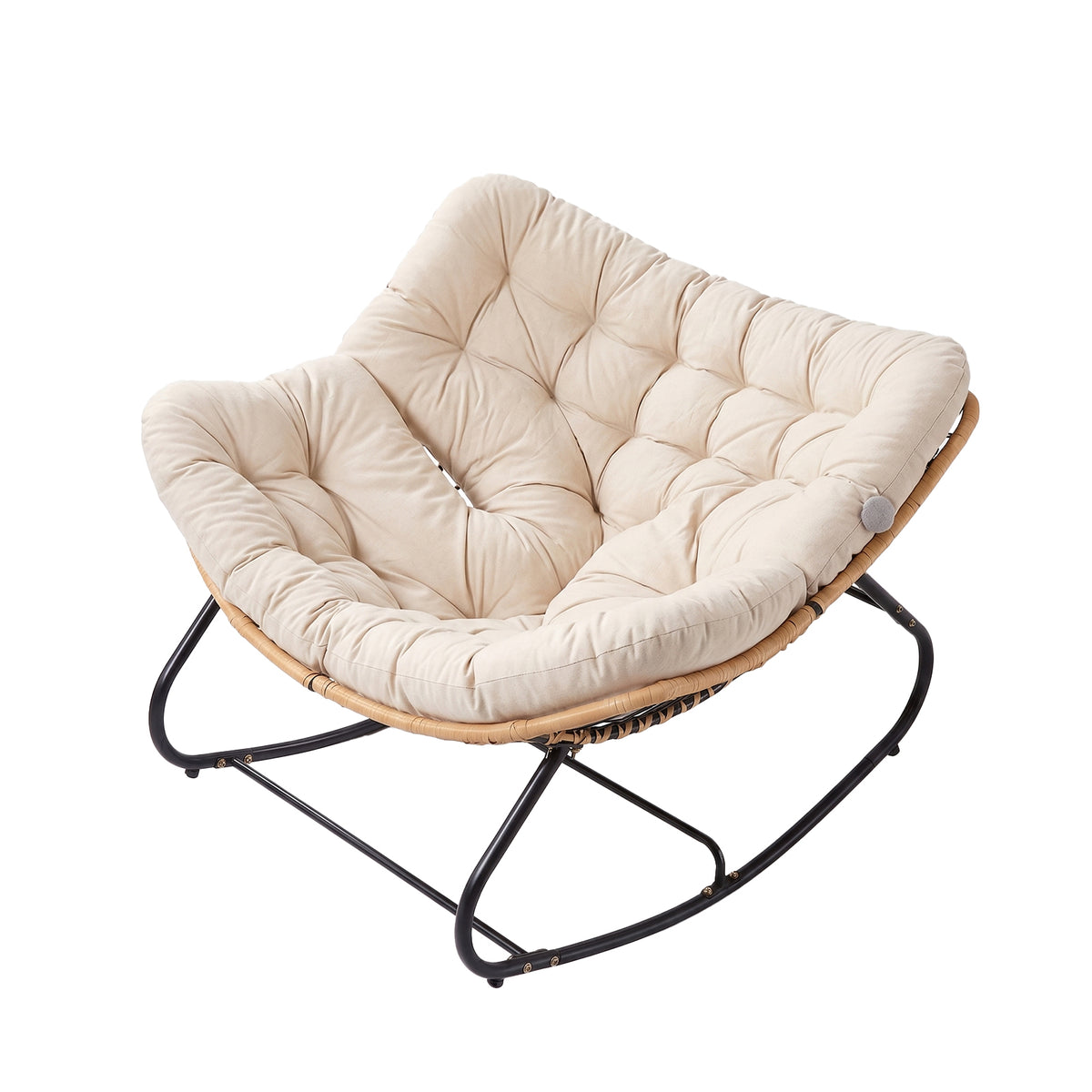 Modern Rocking Chair with Cushion – Compact | Beige