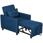 Pull Out Chair Bed Sleeper Chair With Pillow Side Pockets | One Size | Blue