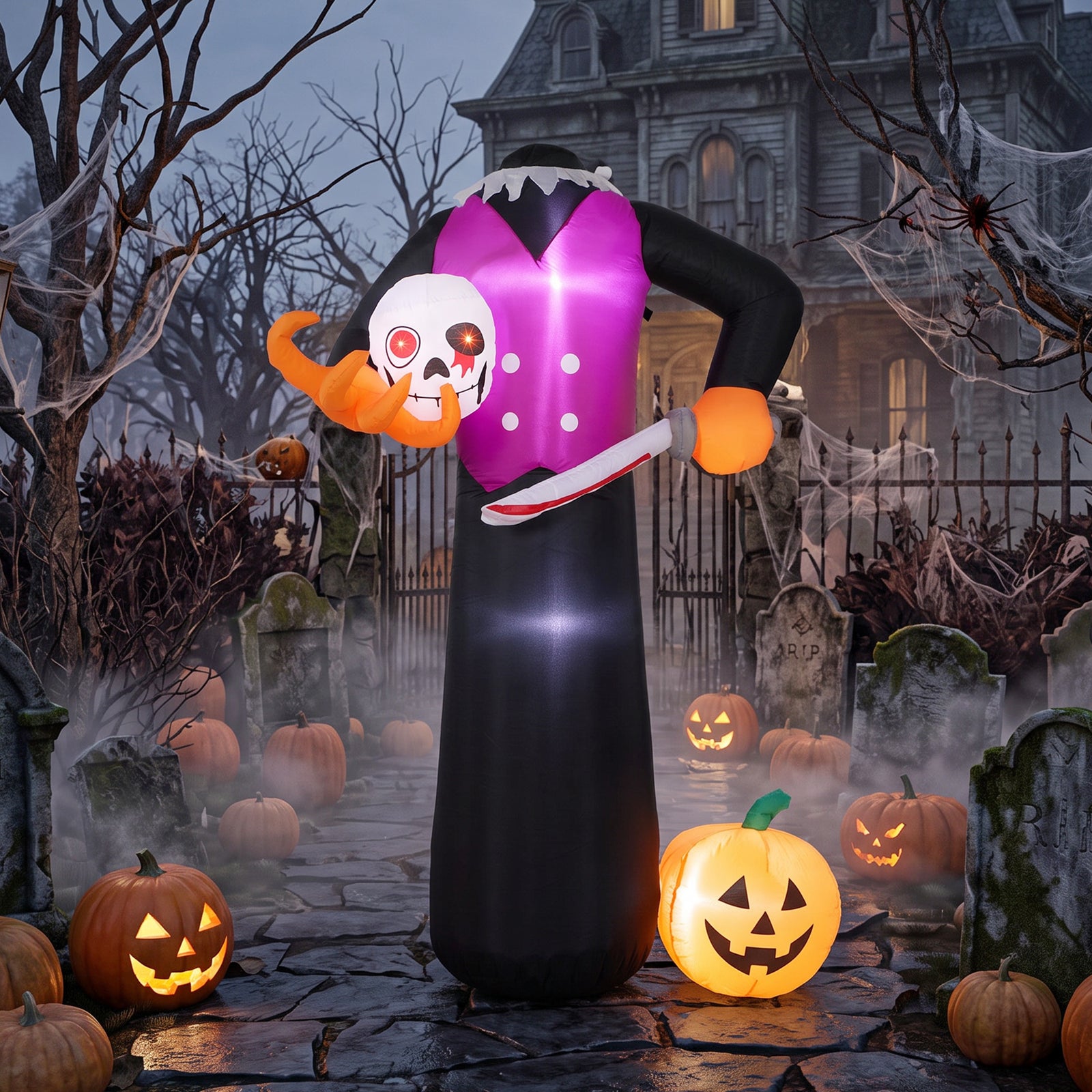 Outsunny 6 Ft Halloween Inflatable Skeleton, Halloween Headless Skeleton